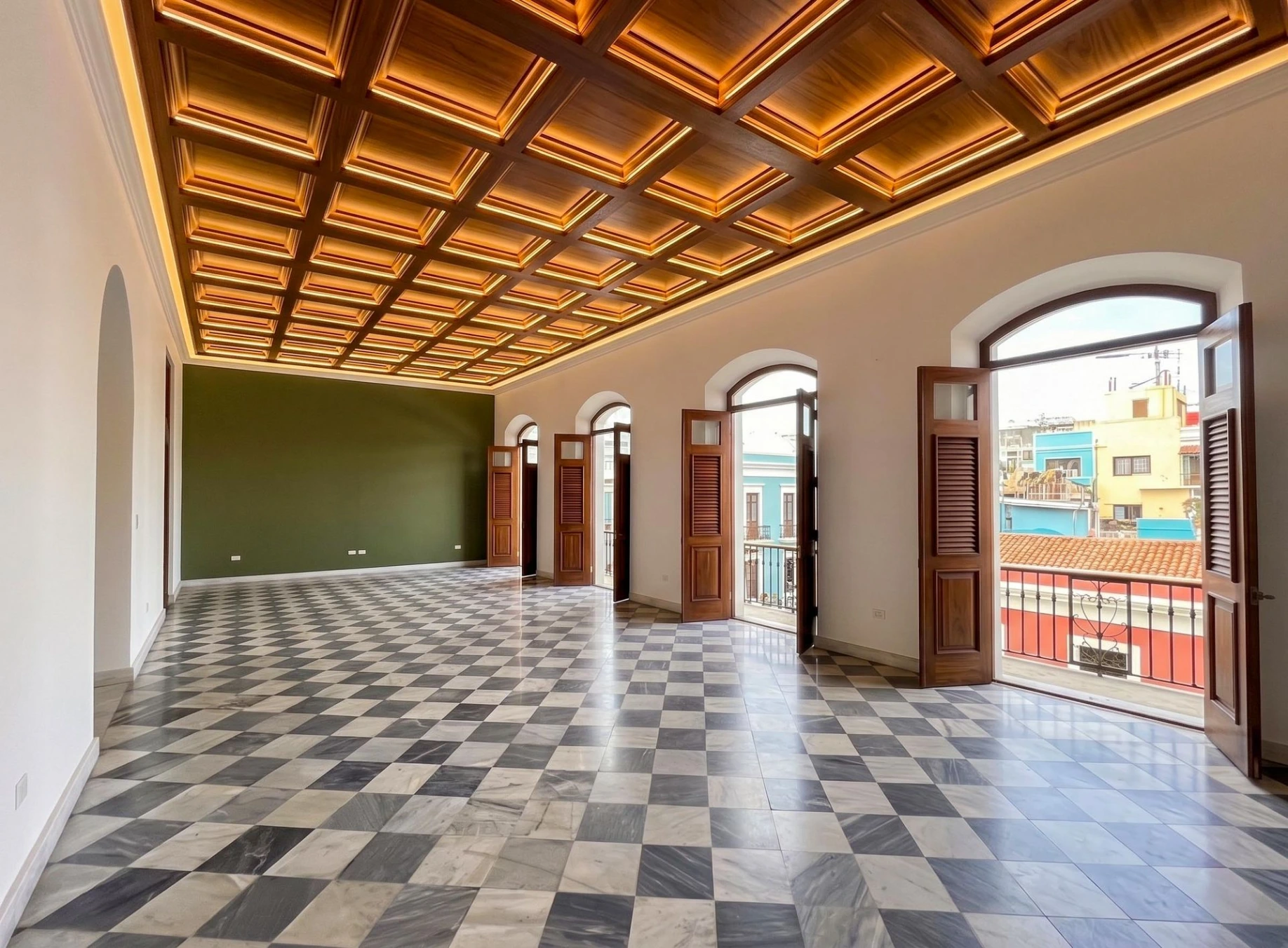 Interior vacío antes de una remodelación virtual para bienes raíces
